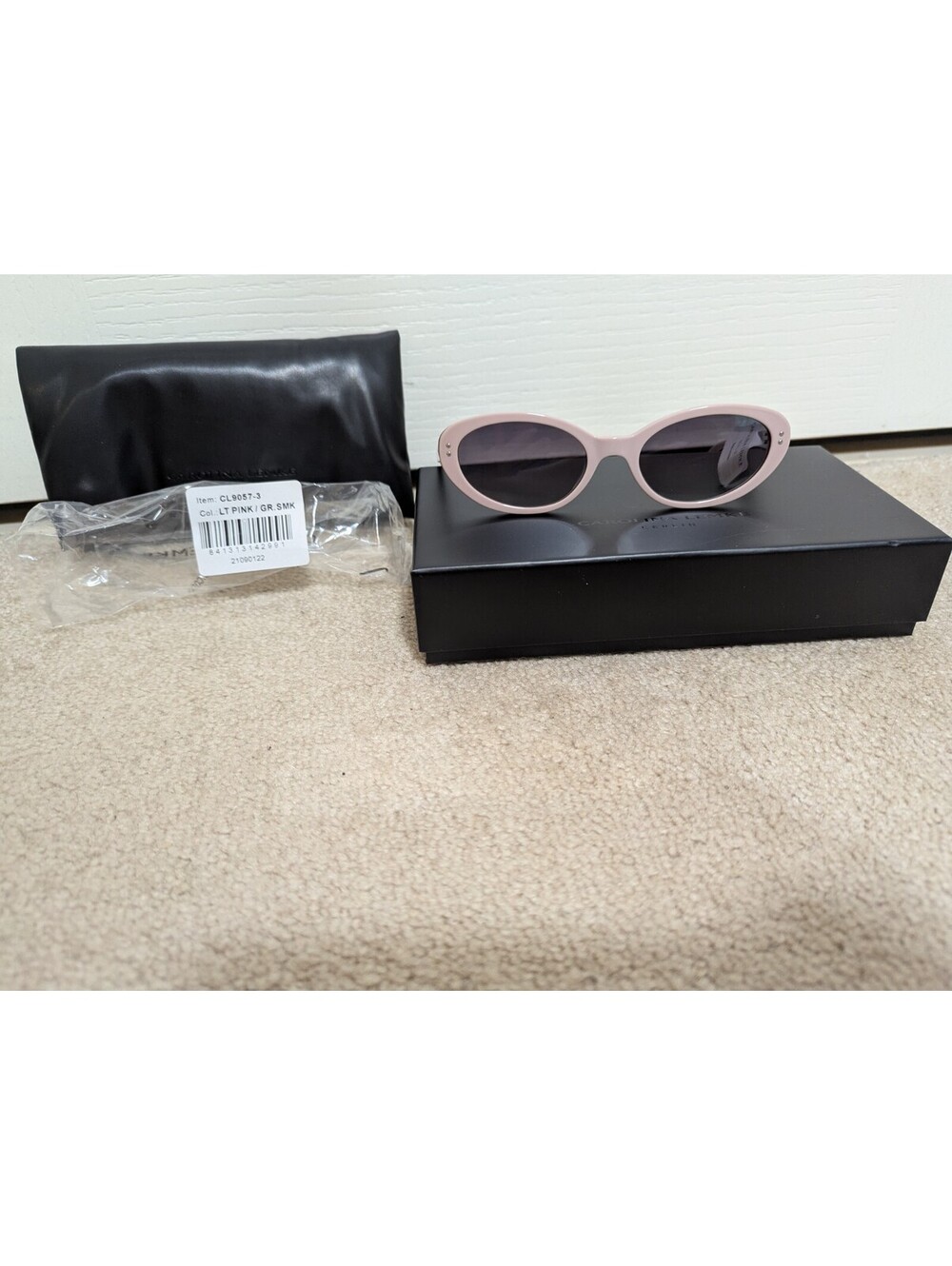 Carolina Lemke Sunglasses Pink W/ Brown Lenses Cat Eye New In Box Carrying Case